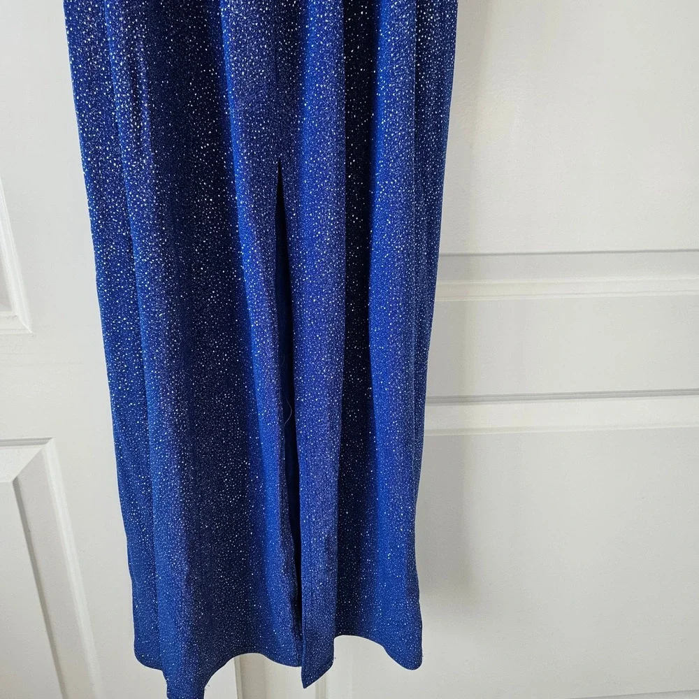Vtg 90s Jump Dress Sparkle Royal Blue Maxi Dress Long Sz 9/10 Formal Prom Y2K‎